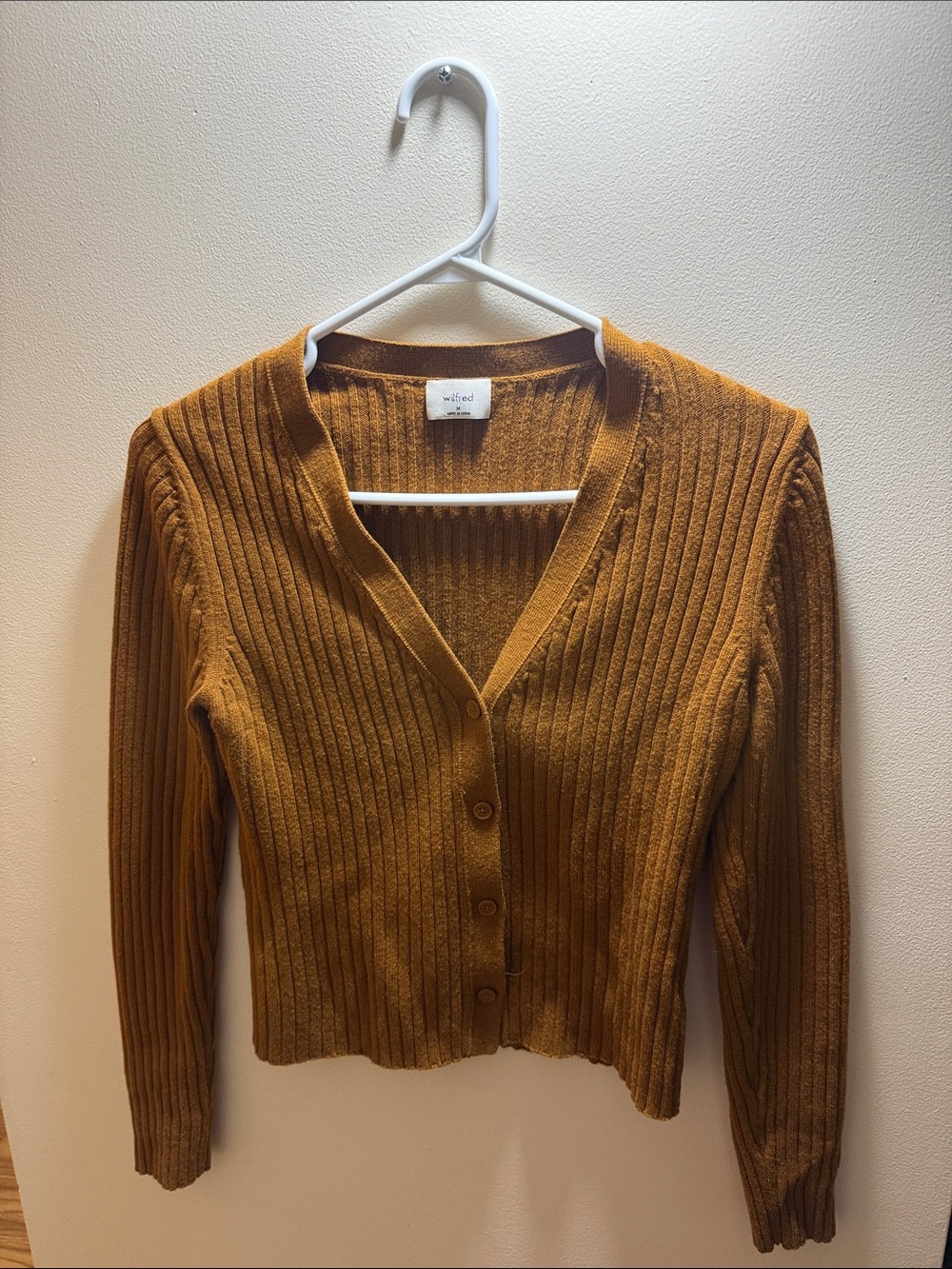 Wilfred Mustard Ribbed V-Neck Button Cardigan